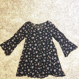 Torrid size 2 Black floral Bell Sleeve Dress
